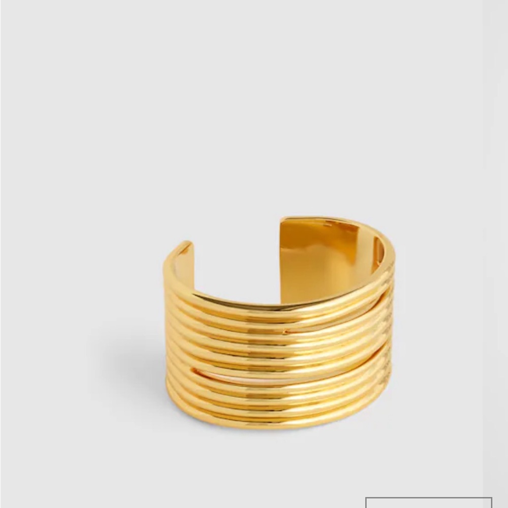 NWT MADEWELL Gold Ribbed Open Cuff Bracelet